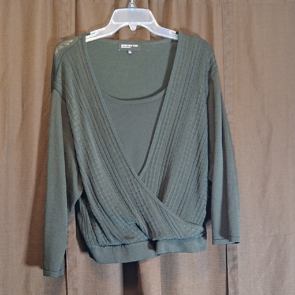 Jones New York Forest Green Knit Top